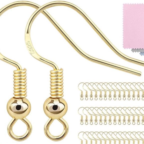 Faux Amethyst Wire Hook Earrings in Gold Tone - Picture 3 of 3